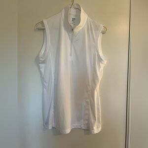 NWT EPNY gold Sleeveless white polo, size L.